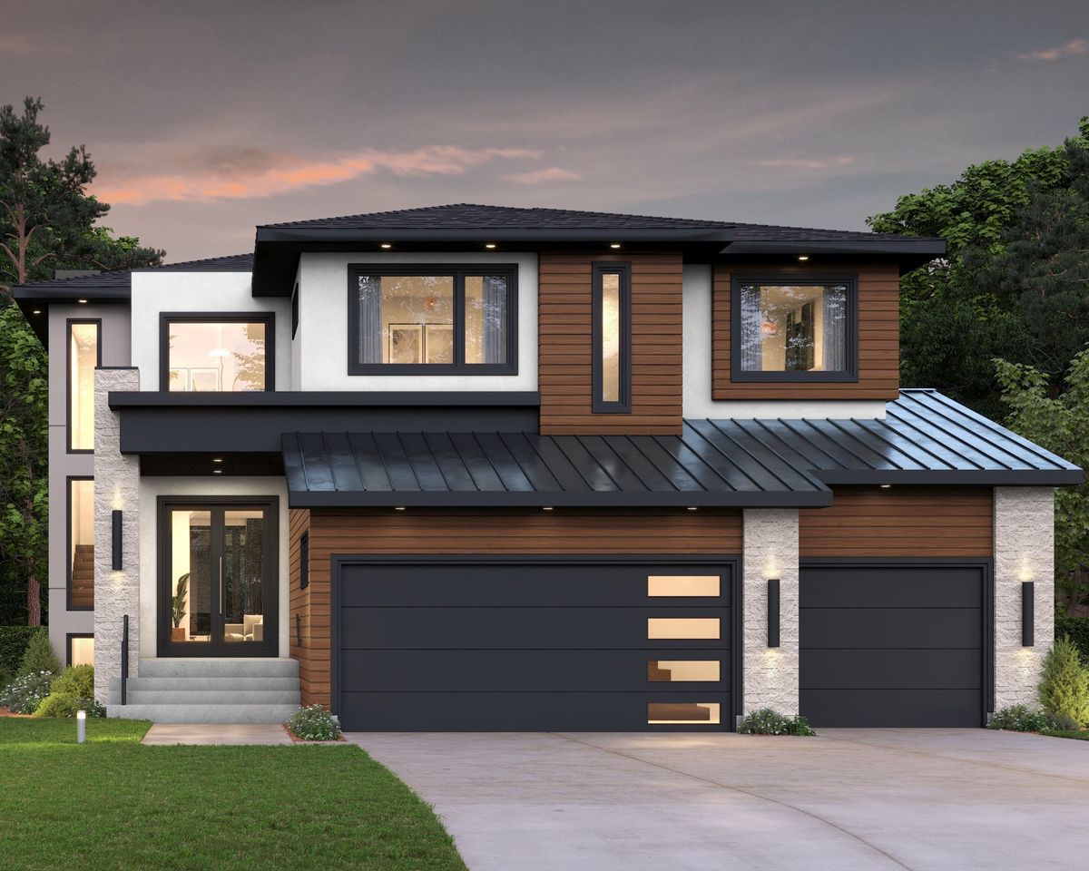 Everson A model at 1 Grove Crescent, a two-storey custom home with a triple garage in Forest Grove Estates, Headingley